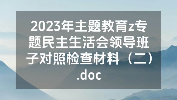 2023年主题教育z专题民主生活会领导班子对照检查材料（二）.doc