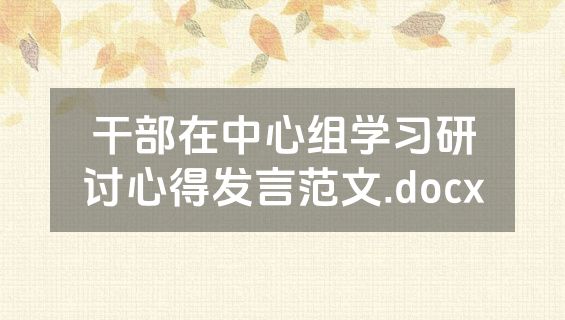 干部在中心组学习研讨心得发言范文.docx