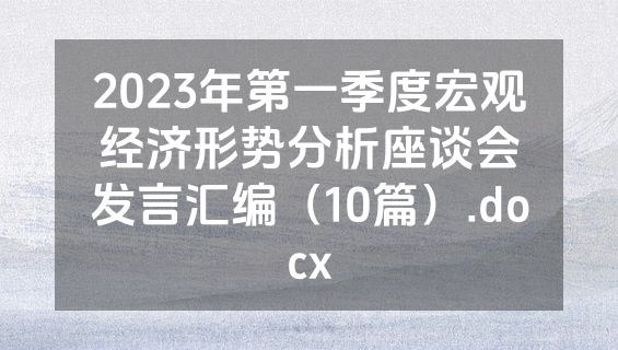 2023年第一季度宏观经济形势分析座谈会发言汇编（10篇）.docx