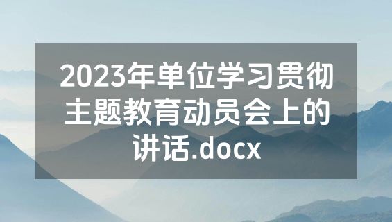 2023年单位学习贯彻主题教育动员会上的讲话.docx