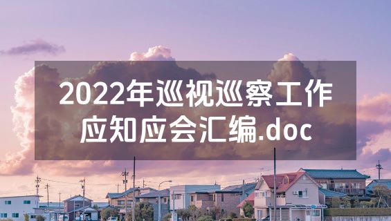 2022年巡视巡察工作应知应会汇编.doc