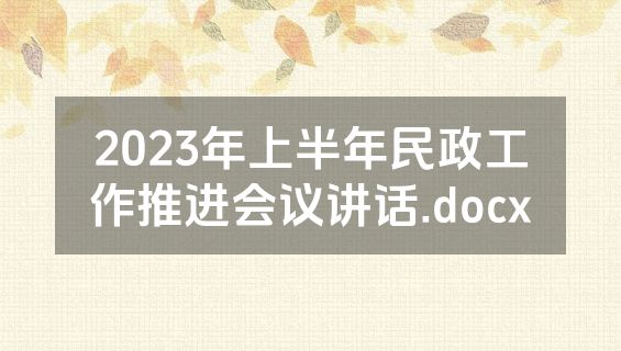 2023年上半年民政工作推进会议讲话.docx