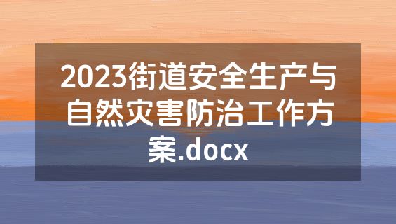 2023街道安全生产与自然灾害防治工作方案.docx