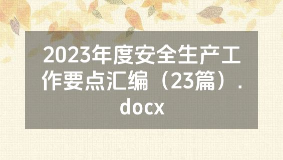 2023年度安全生产工作要点汇编（23篇）.docx
