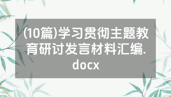 (10篇)学习贯彻主题教育研讨发言材料汇编.docx