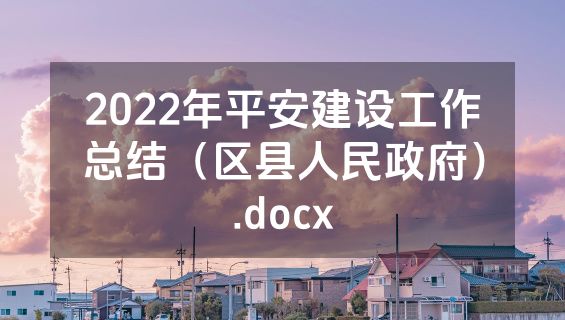 2022年平安建设工作总结（区县人民政府）.docx