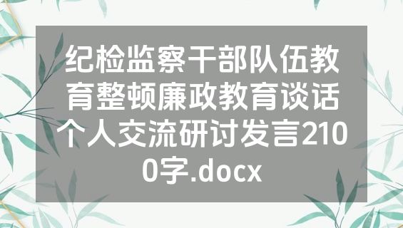 纪检监察干部队伍教育整顿廉政教育谈话个人交流研讨发言2100字.docx