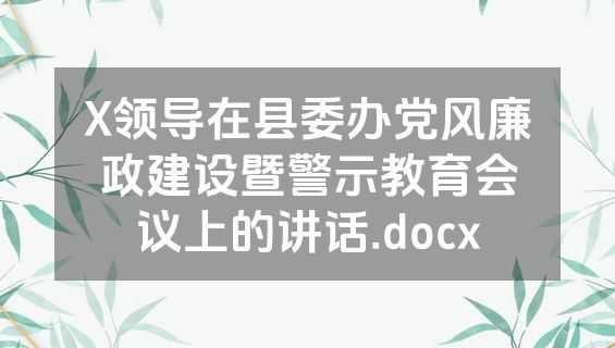 X领导在县委办党风廉政建设暨警示教育会议上的讲话.docx