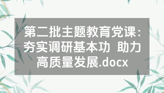 第二批主题教育党课：夯实调研基本功  助力高质量发展.docx