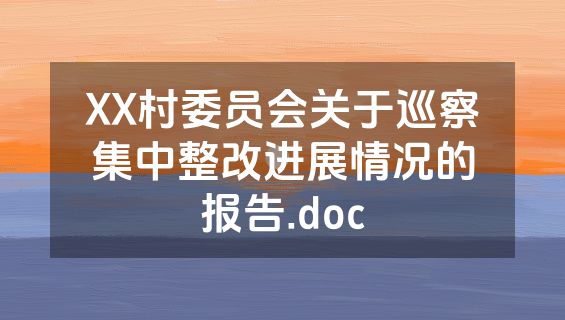 XX村委员会关于巡察集中整改进展情况的报告.doc