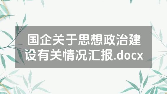国企关于思想政治建设有关情况汇报.docx