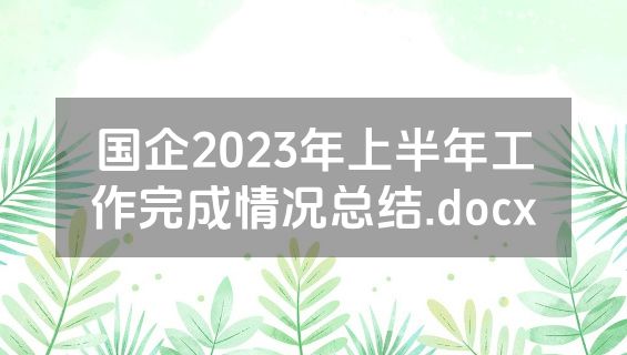 国企2023年上半年工作完成情况总结.docx