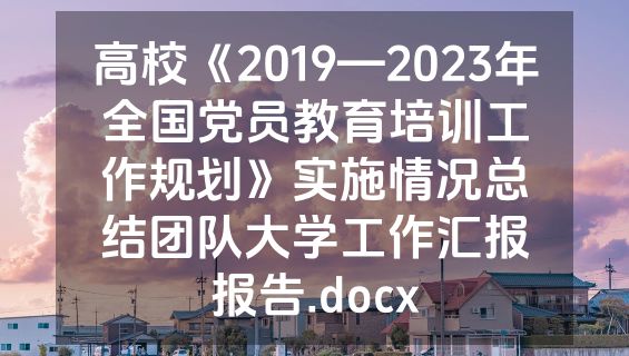 高校《2019—2023年全国党员教育培训工作规划》实施情况总结团队大学工作汇报报告.docx