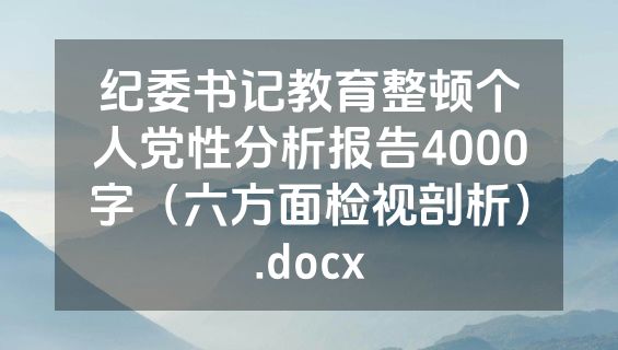 纪委书记教育整顿个人党性分析报告4000字（六方面检视剖析）.docx