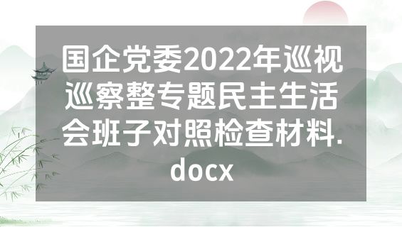 国企党委2022年巡视巡察整专题民主生活会班子对照检查材料.docx