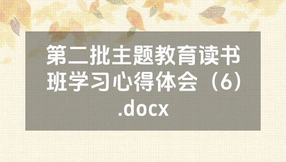 第二批主题教育读书班学习心得体会（6）.docx