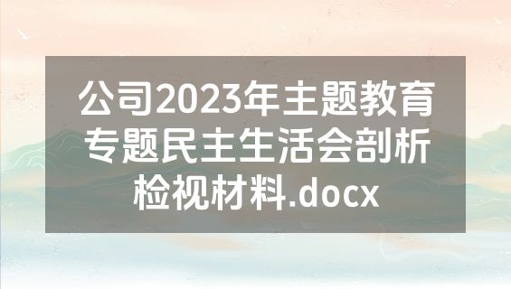 公司2023年主题教育专题民主生活会剖析检视材料.docx