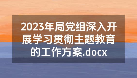 2023年局党组深入开展学习贯彻主题教育的工作方案.docx