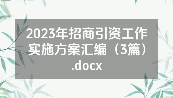 2023年招商引资工作实施方案汇编（3篇）.docx