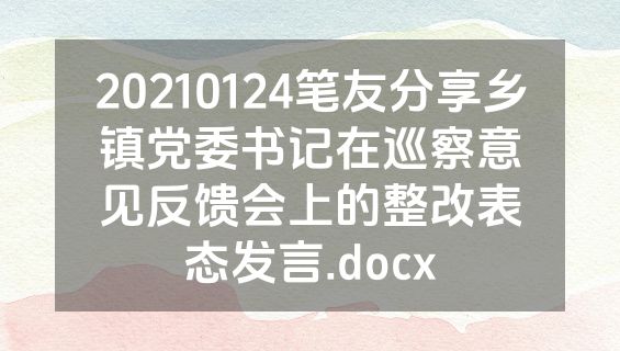 20210124笔友分享乡镇党委书记在巡察意见反馈会上的整改表态发言.docx