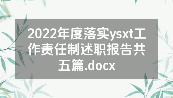 2022年度落实ysxt工作责任制述职报告共五篇.docx