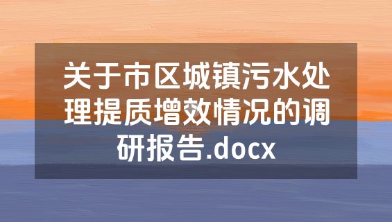 关于市区城镇污水处理提质增效情况的调研报告.docx