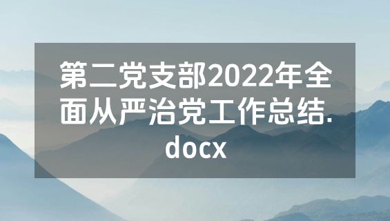 第二党支部2022年全面从严治党工作总结.docx