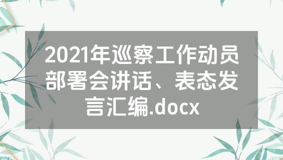 2021年巡察工作动员部署会讲话、表态发言汇编.docx