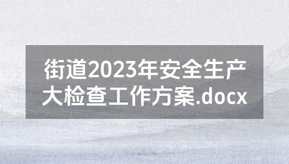 街道2023年安全生产大检查工作方案.docx