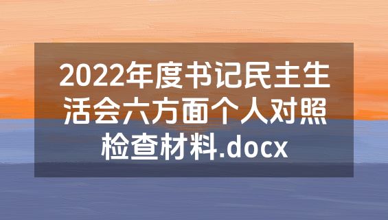 2022年度书记民主生活会六方面个人对照检查材料.docx