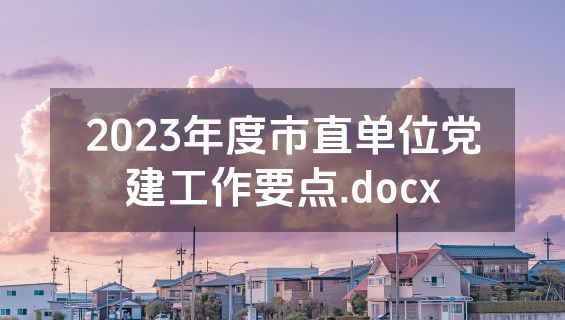 2023年度市直单位党建工作要点.docx