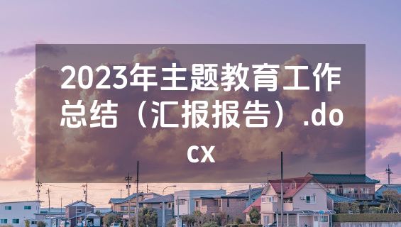 2023年主题教育工作总结（汇报报告）.docx