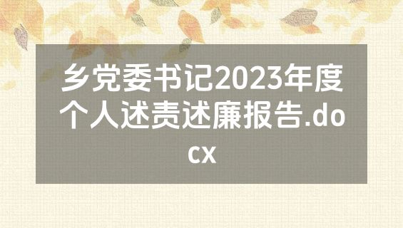乡党委书记2023年度个人述责述廉报告.docx