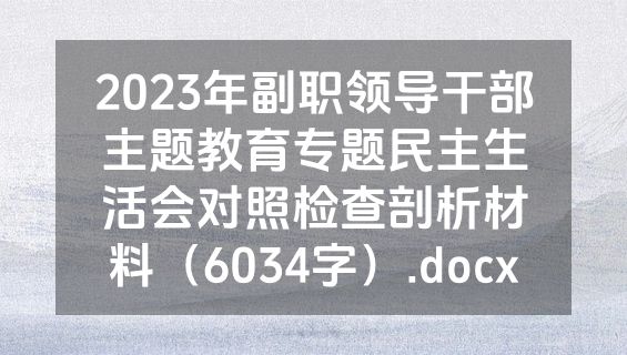 2023年副职领导干部主题教育专题民主生活会对照检查剖析材料（6034字）.docx