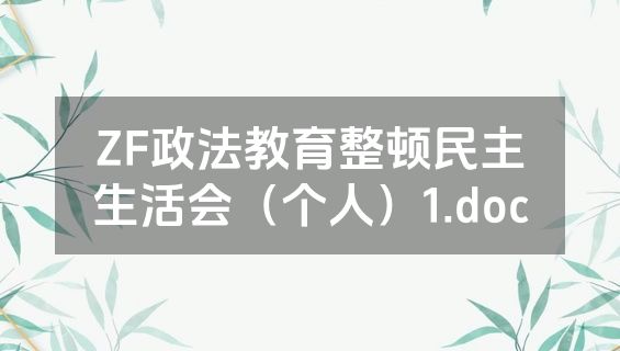 ZF政法教育整顿民主生活会（个人）1.doc