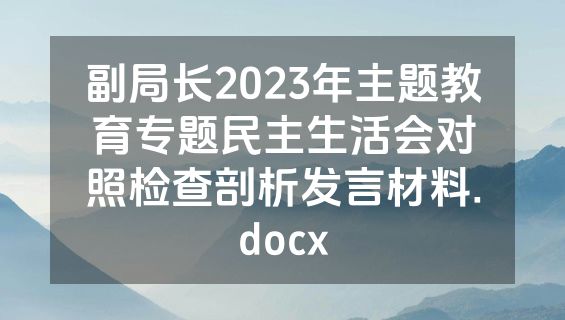 副局长2023年主题教育专题民主生活会对照检查剖析发言材料.docx