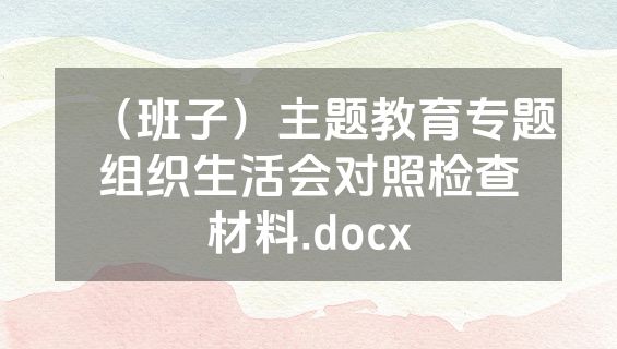 （班子）主题教育专题组织生活会对照检查材料.docx