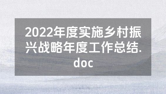 2022年度实施乡村振兴战略年度工作总结.doc