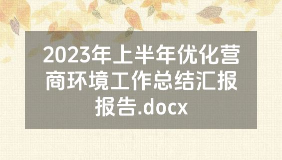 2023年上半年优化营商环境工作总结汇报报告.docx