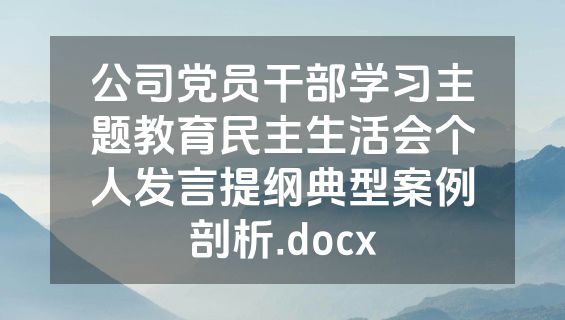 公司党员干部学习主题教育民主生活会个人发言提纲典型案例剖析.docx
