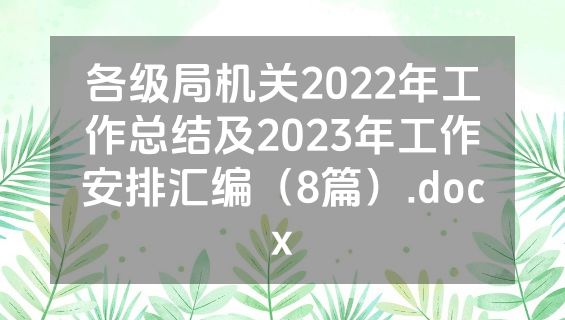 各级局机关2022年工作总结及2023年工作安排汇编（8篇）.docx