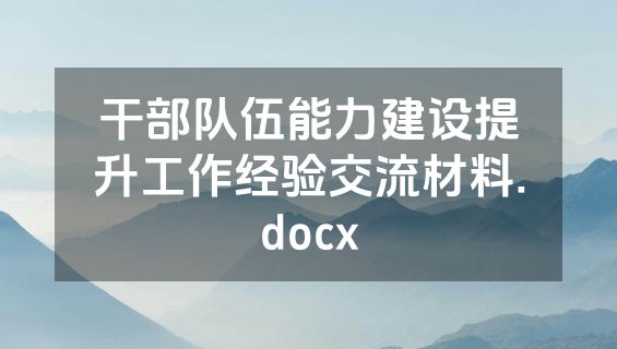 干部队伍能力建设提升工作经验交流材料.docx