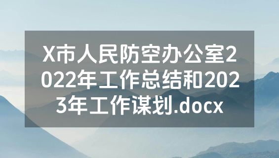 X市人民防空办公室2022年工作总结和2023年工作谋划.docx