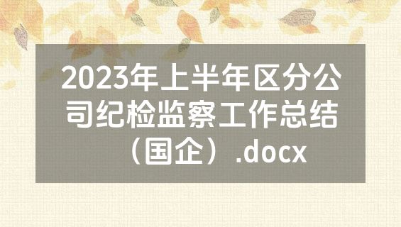 2023年上半年区分公司纪检监察工作总结（国企）.docx