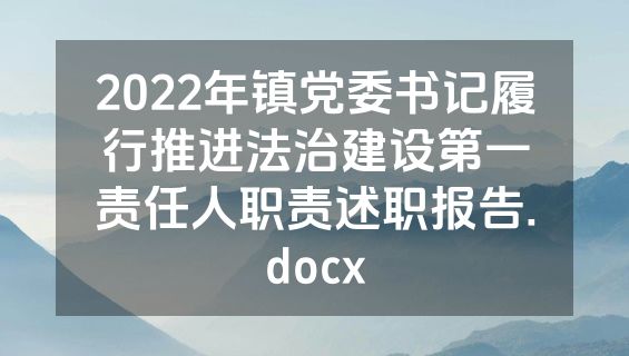2022年镇党委书记履行推进法治建设第一责任人职责述职报告.docx