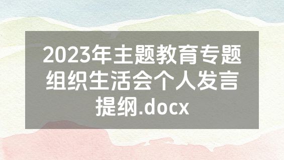 2023年主题教育专题组织生活会个人发言提纲.docx