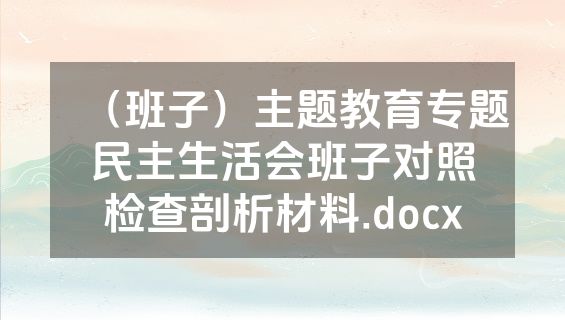 （班子）主题教育专题民主生活会班子对照检查剖析材料.docx
