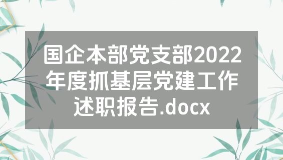 国企本部党支部2022年度抓基层党建工作述职报告.docx