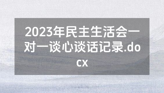 2023年民主生活会一对一谈心谈话记录.docx