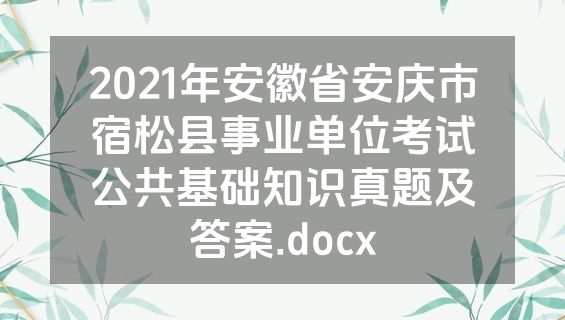 2021年安徽省安庆市宿松县事业单位考试公共基础知识真题及答案.docx